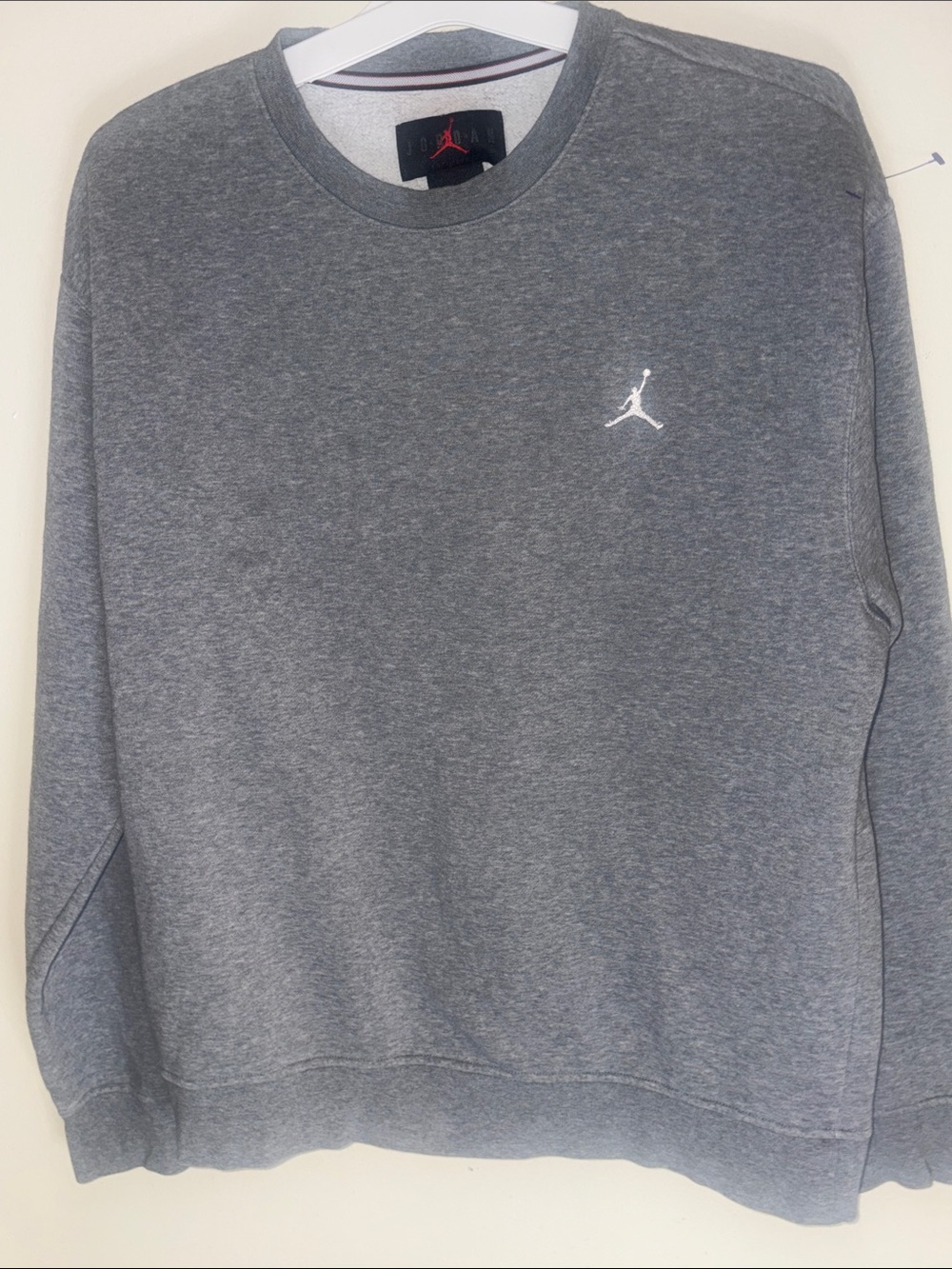 Jordan Gray Crewneck Sweatshirt with White Jumpman